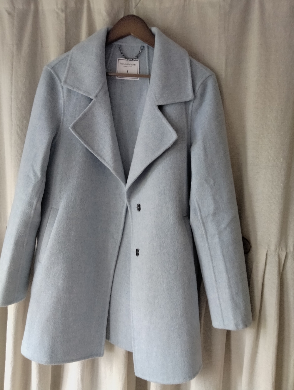 Light Blue Women's Wool-Blend Coat , Size Small - Picture 6 of 10